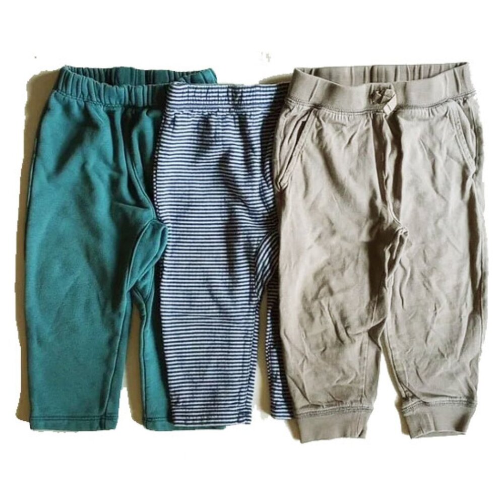 3 PAIR Tea Sweatpants 2T Khaki Blue Stripe Teal